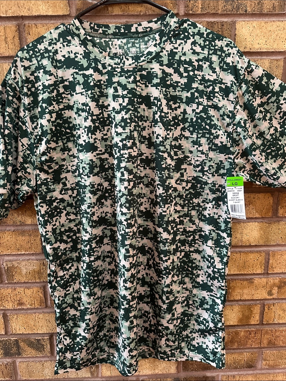 Holloway Men's Green and Cream Digital Camo Short Sleeve Tee
